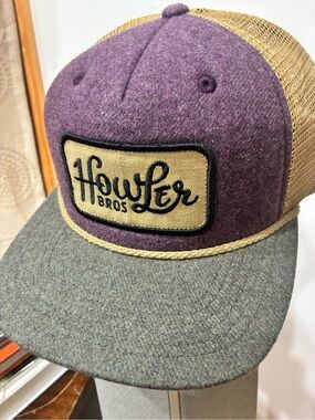 Howler Brothers -  Purple felt and Tan Trucker Hat w/ Gray Brim - NWT